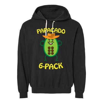 Papacado 6 Pack Mustache Dad Avocado Cute Workout Funny Papa Gift Garment-Dyed Fleece Hoodie