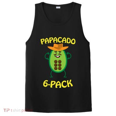 Papacado 6 Pack Mustache Dad Avocado Cute Workout Funny Papa Gift PosiCharge Competitor Tank
