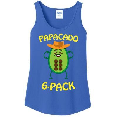 Papacado 6 Pack Mustache Dad Avocado Cute Workout Funny Papa Gift Ladies Essential Tank