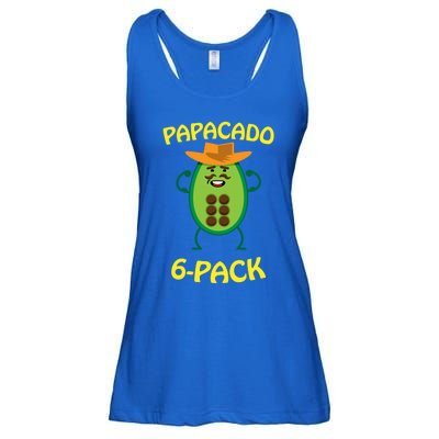 Papacado 6 Pack Mustache Dad Avocado Cute Workout Funny Papa Gift Ladies Essential Flowy Tank