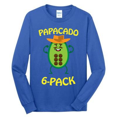 Papacado 6 Pack Mustache Dad Avocado Cute Workout Funny Papa Gift Tall Long Sleeve T-Shirt