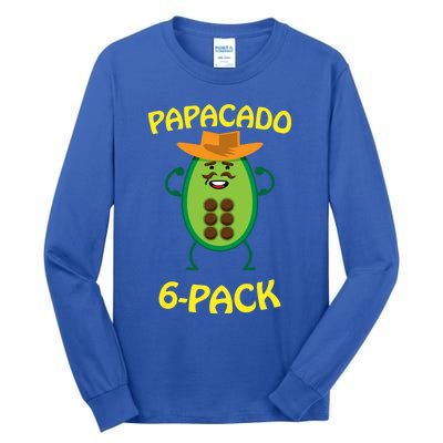 Papacado 6 Pack Mustache Dad Avocado Cute Workout Funny Papa Gift Tall Long Sleeve T-Shirt