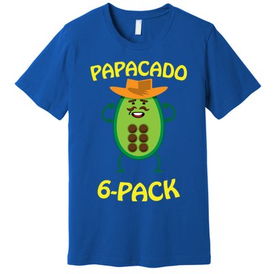 Papacado 6 Pack Mustache Dad Avocado Cute Workout Funny Papa Gift Premium T-Shirt