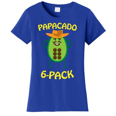 Papacado 6 Pack Mustache Dad Avocado Cute Workout Funny Papa Gift Women's T-Shirt