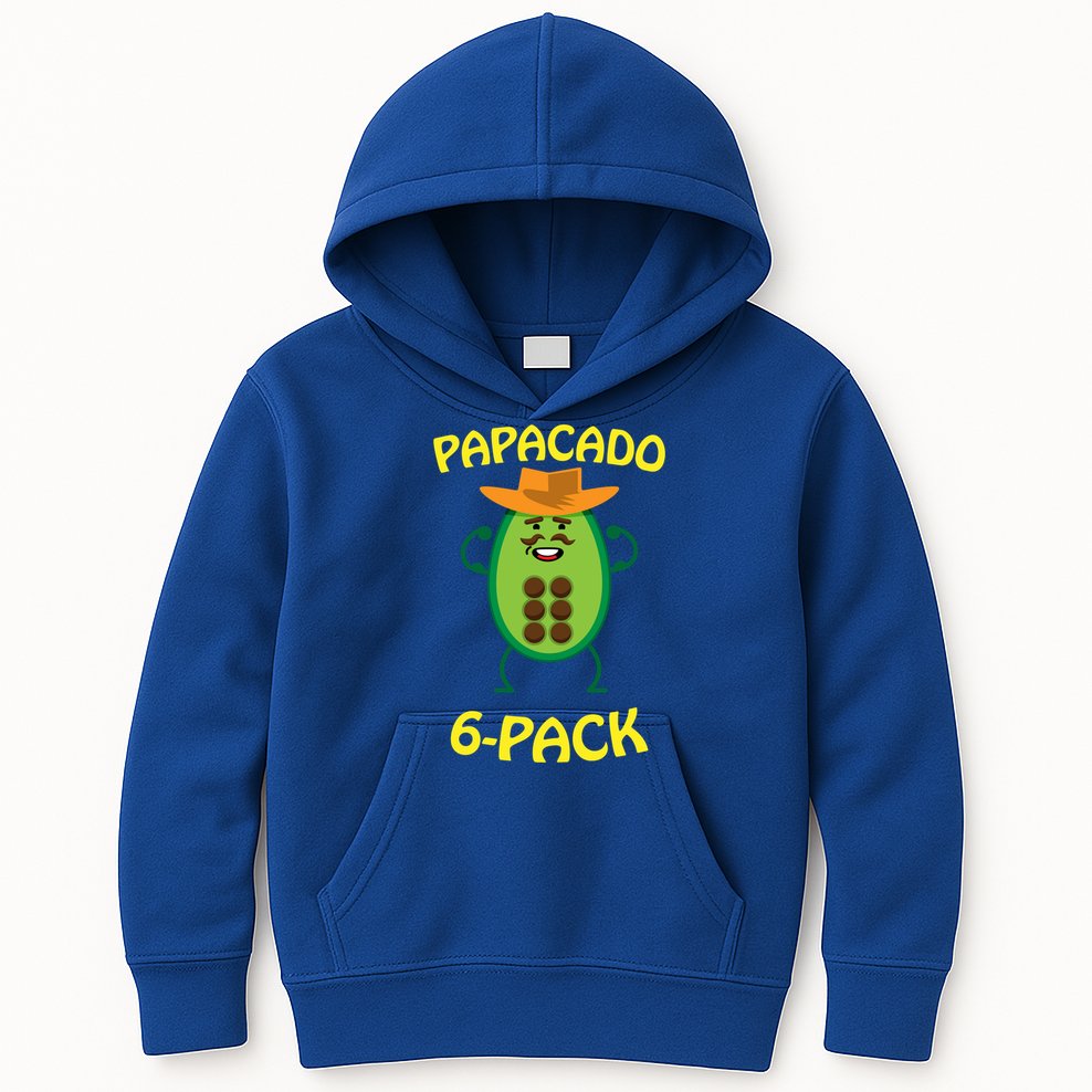 Papacado 6 Pack Mustache Dad Avocado Cute Workout Funny Papa Gift Kids Hoodie
