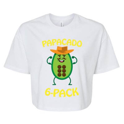 Papacado 6 Pack Mustache Dad Avocado Cute Workout Funny Papa Gift Bella+Canvas Jersey Crop Tee