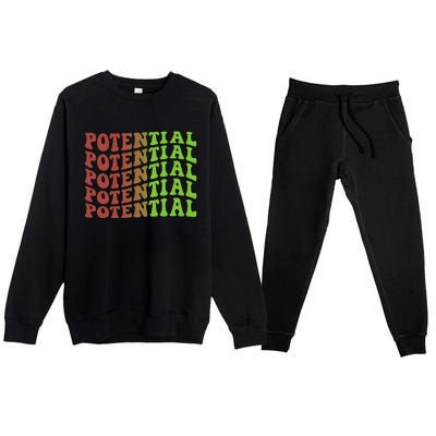 Potential 70s Christmas Inspirational Premium Crewneck Sweatsuit Set