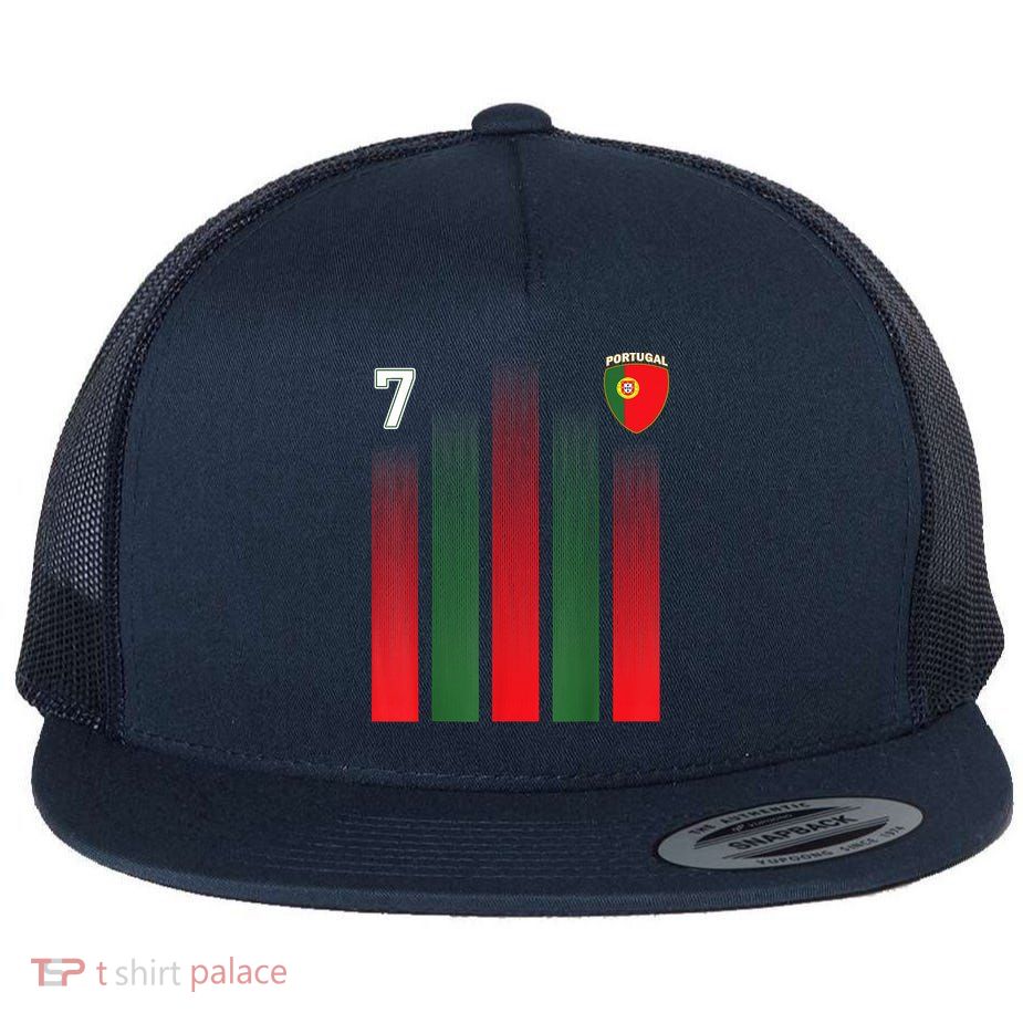 Portugal 7 Soocer Jersey Portugal Football Fan Soccer Flatbill Hat