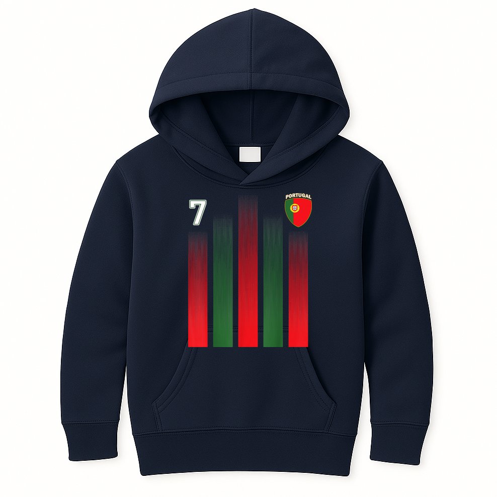 Portugal 7 Soocer Jersey Portugal Football Fan Soccer Kids Hoodie