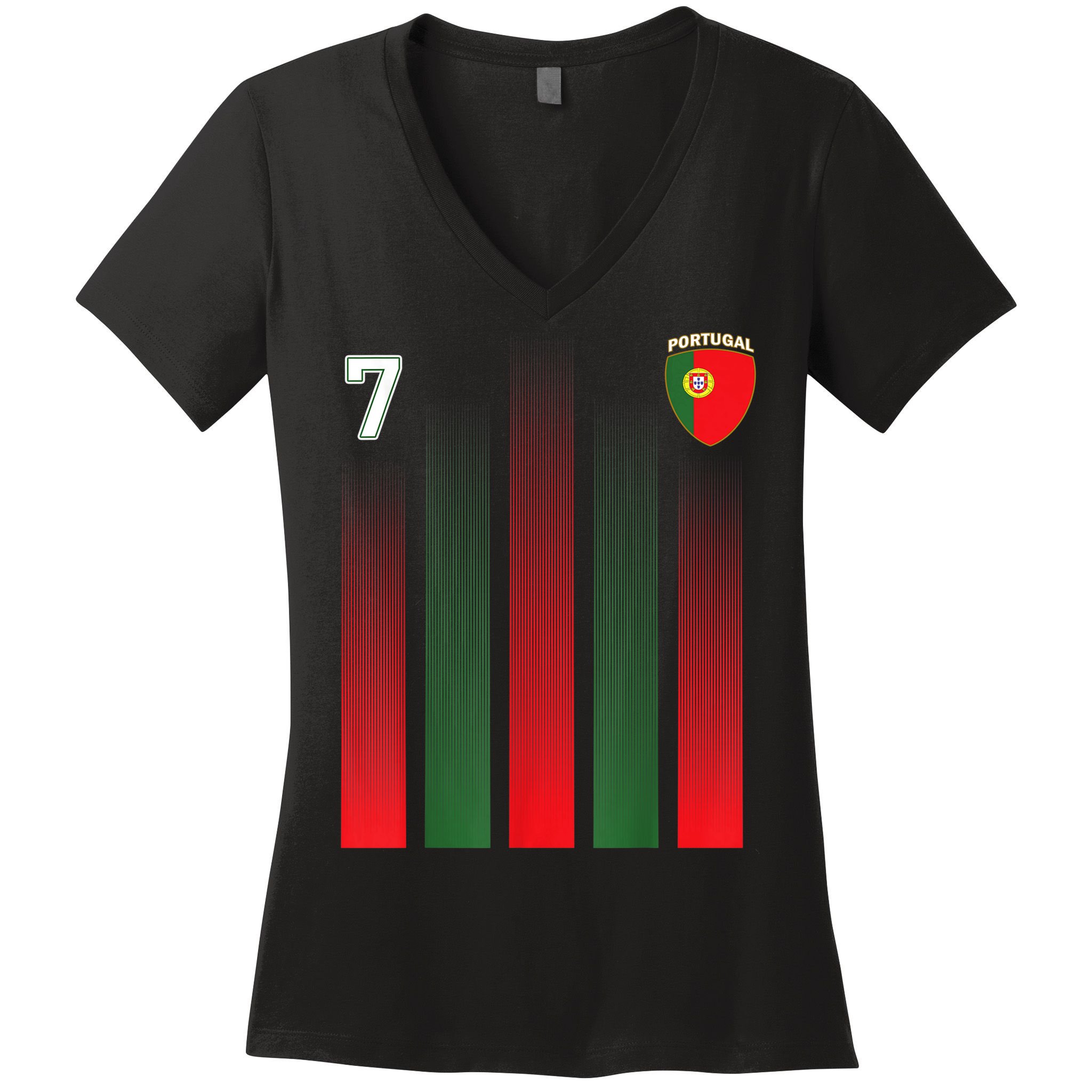 Portugal 7 Soccer Jersey Portugal Football Fan Soccer Women's V-Neck T-Shirt