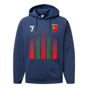 Portugal 7 Soocer Jersey Portugal Football Fan Socce Performance Fleece Hoodie