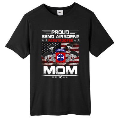 Proud 82nd Airborne Paratrooper Mom Us Flag Meaningful Gift Veteran Mother Funny Tall Fusion ChromaSoft Performance T-Shirt