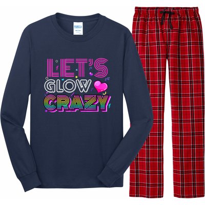 Party 80s Group Team Lets Crazy Retro Colorful Quote Glowing Long Sleeve Pajama Set