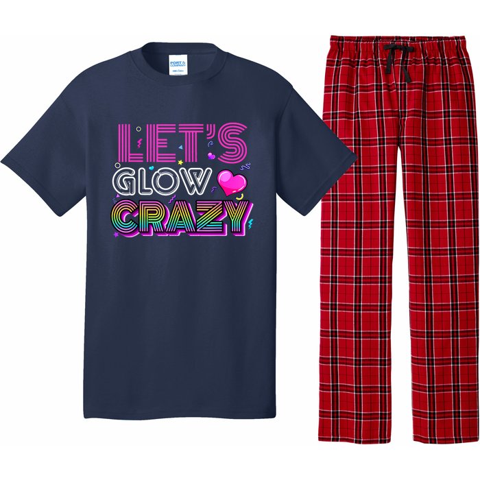 Party 80s Group Team Lets Crazy Retro Colorful Quote Glowing Pajama Set