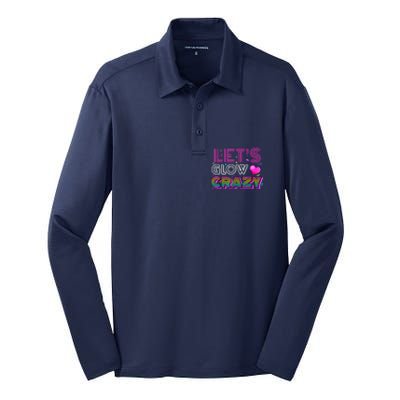 Party 80s Group Team Lets Crazy Retro Colorful Quote Glowing Silk Touch Performance Long Sleeve Polo