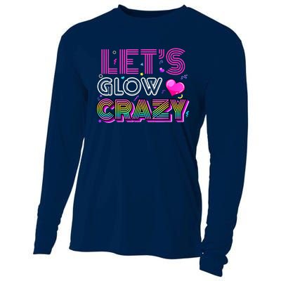 Party 80s Group Team Lets Crazy Retro Colorful Quote Glowing Cooling Performance Long Sleeve Crew