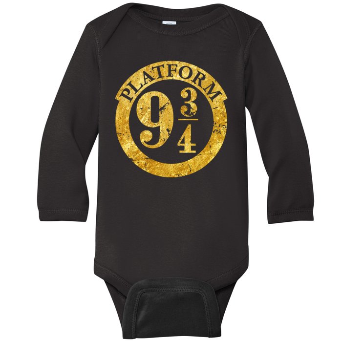 Platform 9 34 Golden Logo Baby Long Sleeve Bodysuit