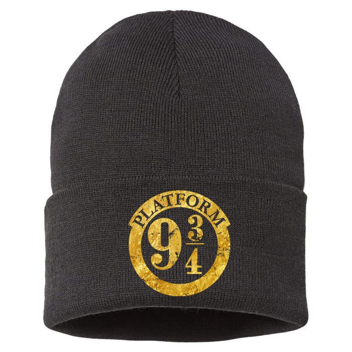 Platform 9 34 Golden Logo Sustainable Knit Beanie