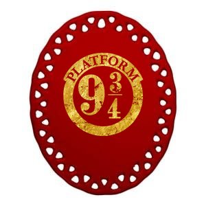 Platform 9 34 Golden Logo Ceramic Oval Ornament