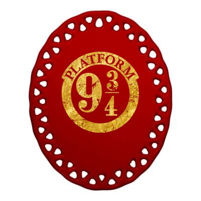 Platform 9 34 Golden Logo Ceramic Oval Ornament