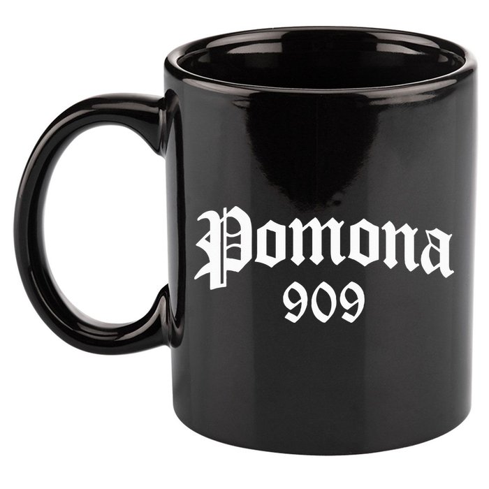 Pomona 909 Area Code Og Chicano Pride Mexican Tattoo Biker 11oz C Handle Ceramic Mug
