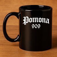 Pomona 909 Area Code Og Chicano Pride Mexican Tattoo Biker 11oz C Handle Ceramic Mug