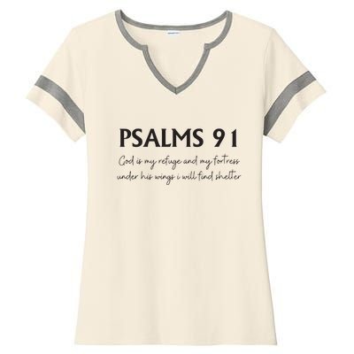 Psalms 91 Bible Verse Ladies Halftime Notch Neck Tee