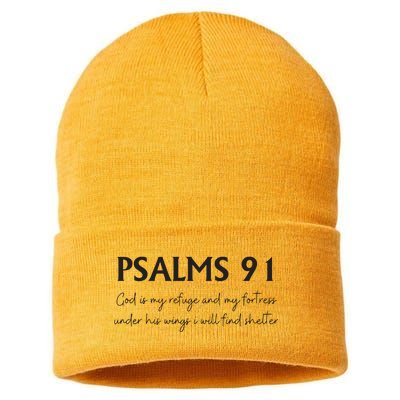 Psalms 91 Bible Verse Sustainable Knit Beanie