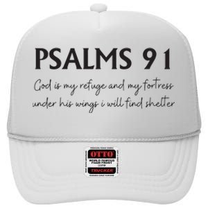 Psalms 91 Bible Verse High Crown Mesh Back Trucker Hat