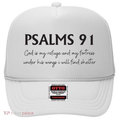 Psalms 91 Bible Verse High Crown Mesh Back Trucker Hat