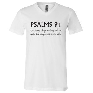 Psalms 91 Bible Verse V-Neck T-Shirt