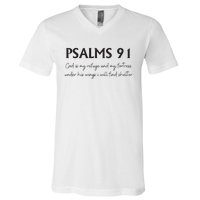 Psalms 91 Bible Verse V-Neck T-Shirt