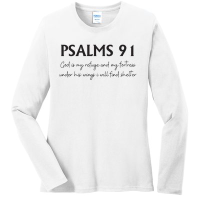 Psalms 91 Bible Verse Ladies Long Sleeve Shirt