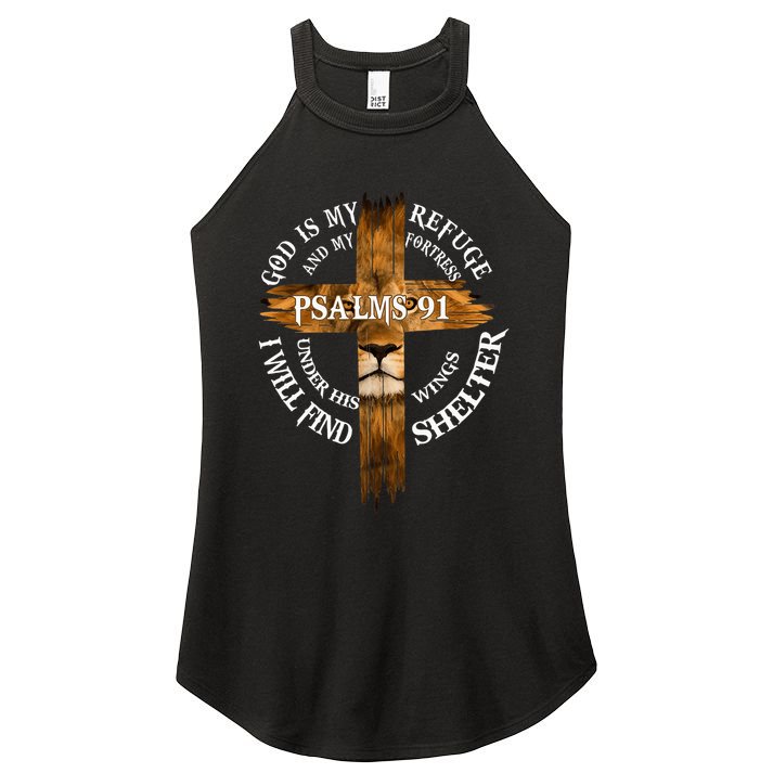 Psalms 91 Christian Blessed Religious Hymn Christ Jesus Love Women's Perfect Tri Rocker Tank