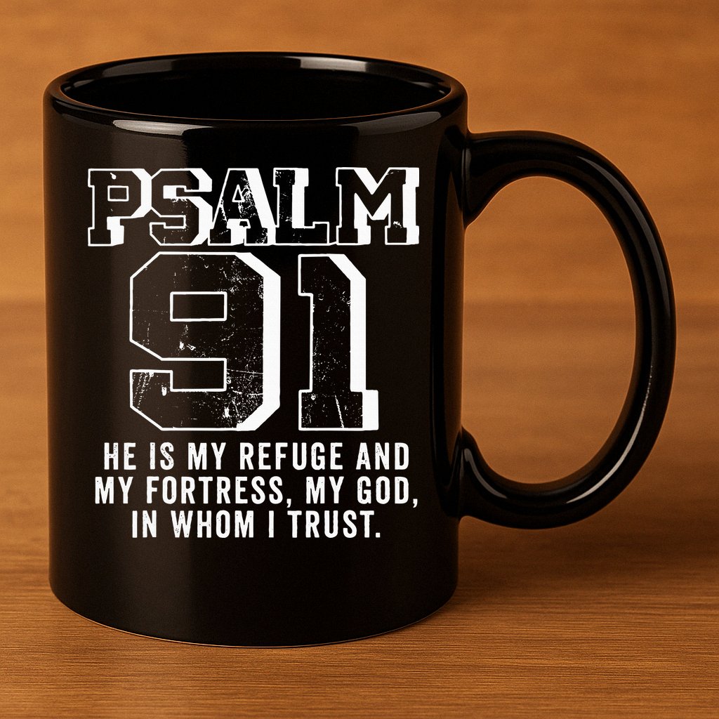 Psalm 91 Christian Bible Verse God Is My Refuge Psalm 91 11oz C Handle Ceramic Mug
