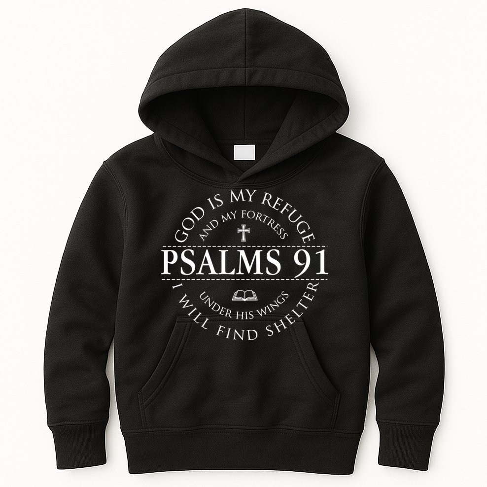 Psalm 91 My Refuge And My Fortress Kids Hoodie