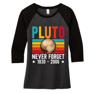 Pluto 9th Planet Never Forget Astronomy Solar System Women's Tri-Blend 3/4-Sleeve Raglan Shirt