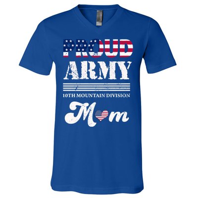 Proud Army 10th Mountain Division Mom Gift V-Neck T-Shirt