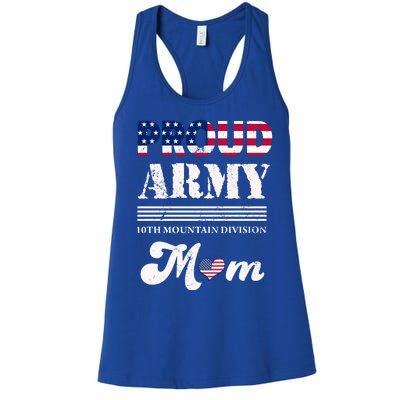 Proud Army 10th Mountain Division Mom Gift Women's Racerback Tank