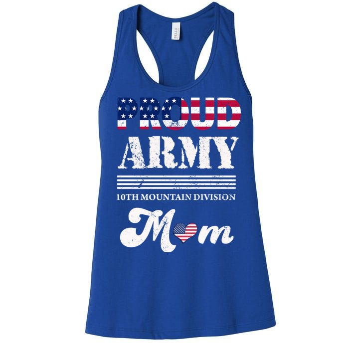 Proud Army 10th Mountain Division Mom Gift Women's Racerback Tank