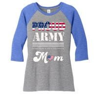 Proud Army 10th Mountain Division Mom Gift Women's Tri-Blend 3/4-Sleeve Raglan Shirt