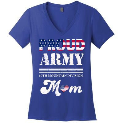 Proud Army 10th Mountain Division Mom Gift Women's V-Neck T-Shirt