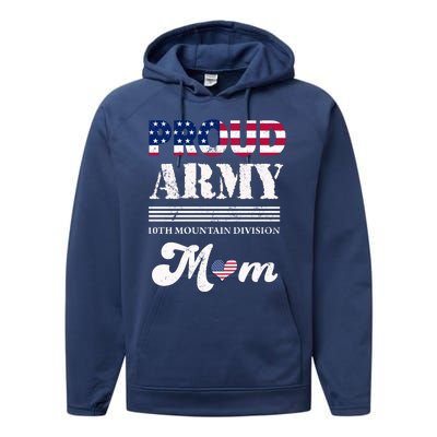 Proud Army 10th Mountain Division Mom Gift Performance Fleece Hoodie