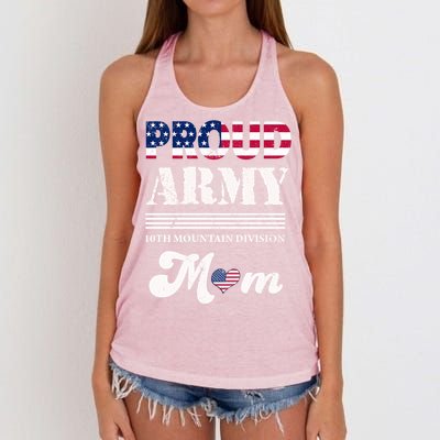 Proud Army 10th Mountain Division Mom Gift Women's Knotted Racerback Tank