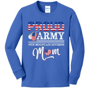 Proud Army 10th Mountain Division Mom Great Gift Kids Long Sleeve Shirt