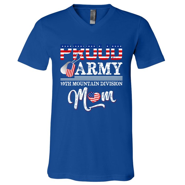 Proud Army 10th Mountain Division Mom Cool Gift V-Neck T-Shirt