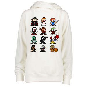 Pixel Art 8bit Horror Halloween Scary Character Womens Funnel Neck Pullover Hood