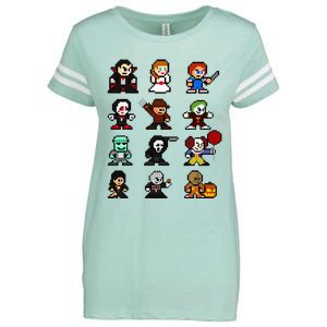 Pixel Art 8bit Horror Halloween Scary Character Enza Ladies Jersey Football T-Shirt