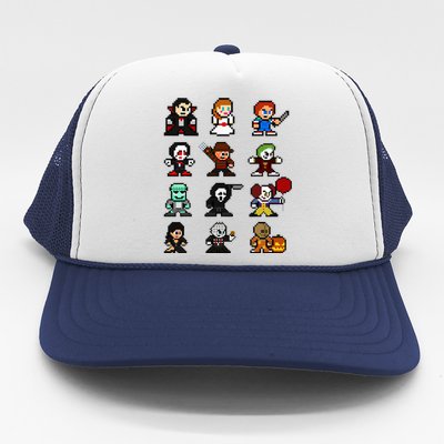 Pixel Art 8bit Horror Halloween Scary Character Trucker Hat