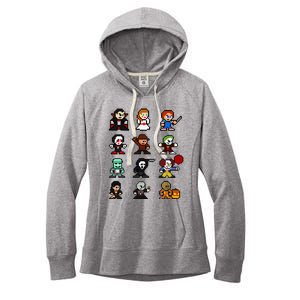 Pixel Art 8bit Horror Halloween Scary Character Women's Fleece Hoodie